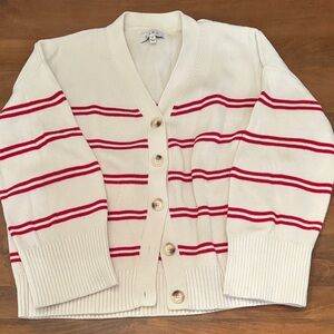 LAKE brand Red and White Striped Cardigan